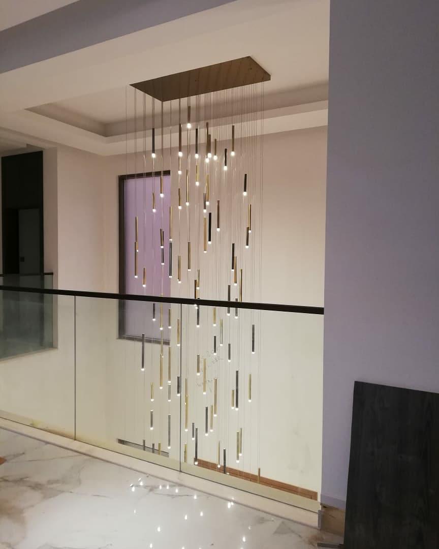 Bellini Round Two-Tone Tubular Pendant Light Chandelier