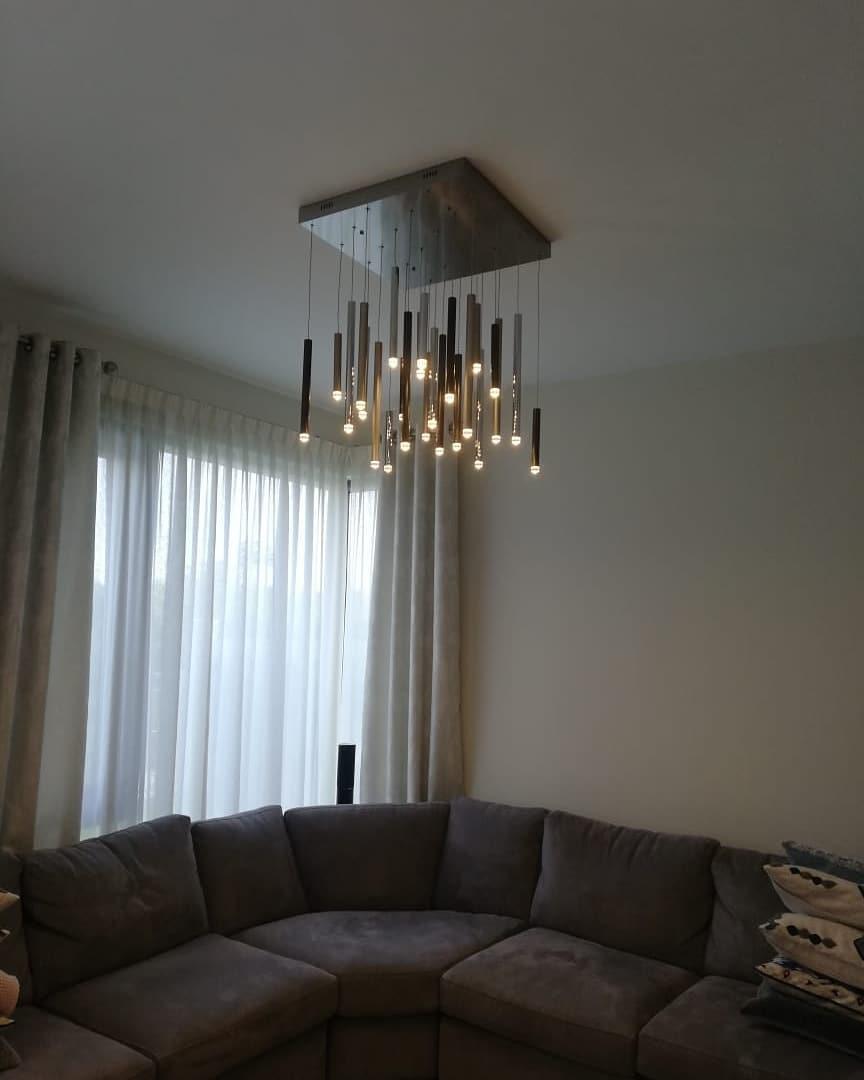 Bellini Square Tri-Tone Tubular Pendant Light Chandelier - Merlin Lamps