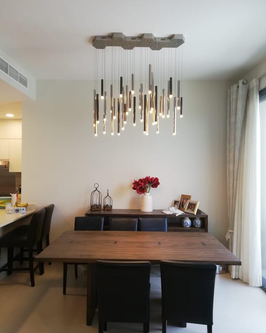 Brillia Round Two-Tone Tubular Pendant Light Chandelier - Merlin Lamps