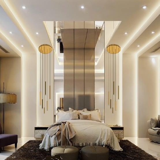 Bellini Round Two-Tone Tubular Pendant Light Chandelier