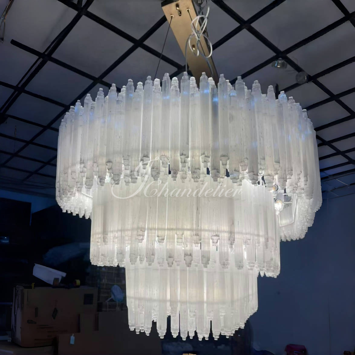 Selenine Round Multi-Tier Chandelier Nikel