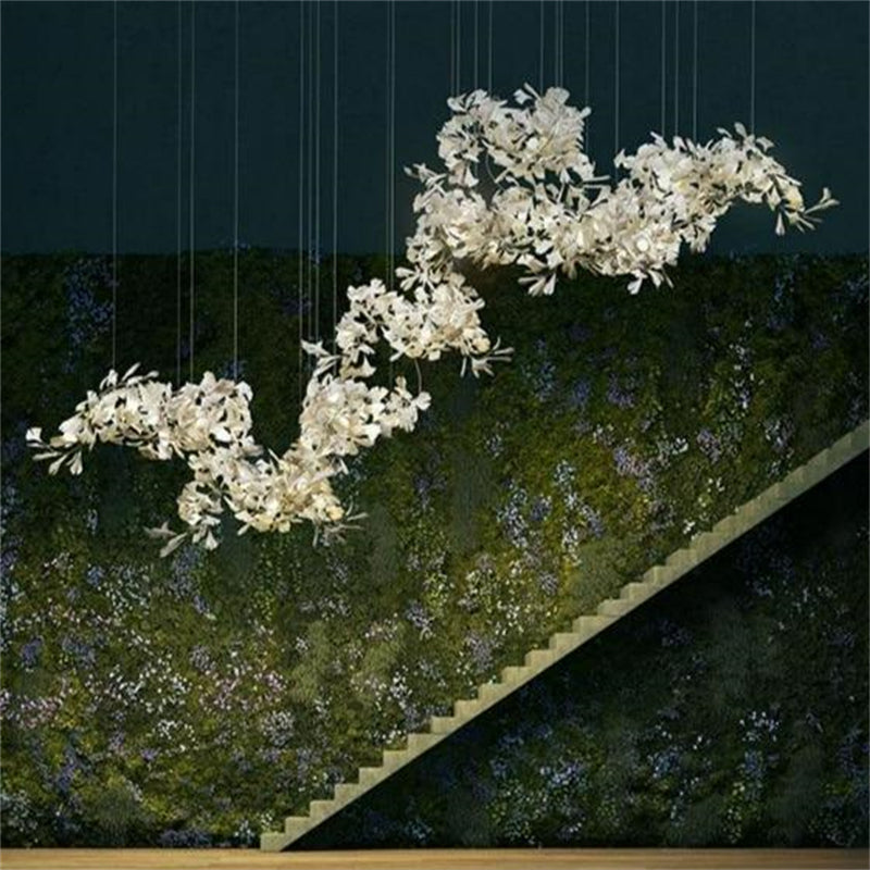 Keyah Porcelain Ginkgo Ceramics Chandelier, Modern Luxury Lights