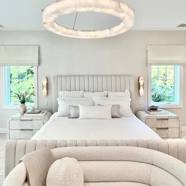 Maurice Modern Alabaster Halo Round Chandelier 31" 40" 60"