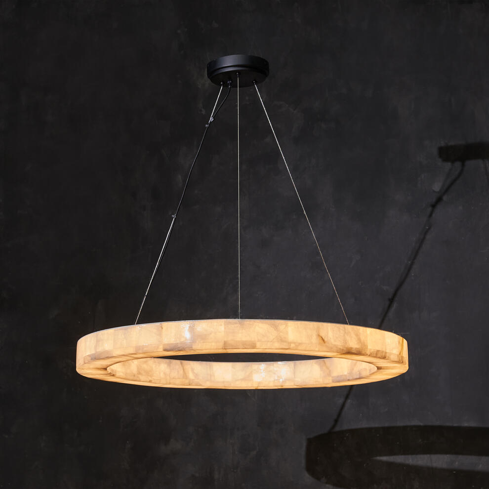 Maurice Modern Alabaster Halo Round Chandelier 31" 40" 60"