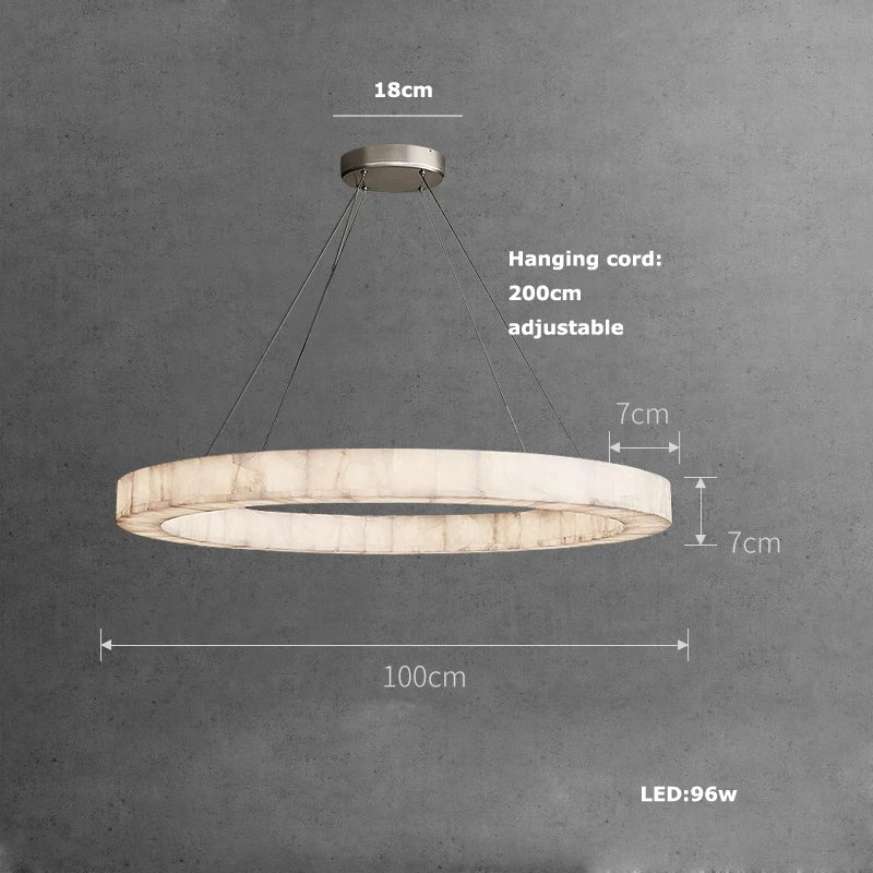 Maurice Modern Alabaster Halo Round Chandelier 31" 40" 60"