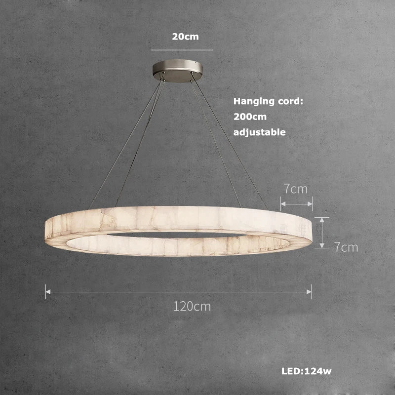 Maurice Modern Alabaster Halo Round Chandelier 31" 40" 60"
