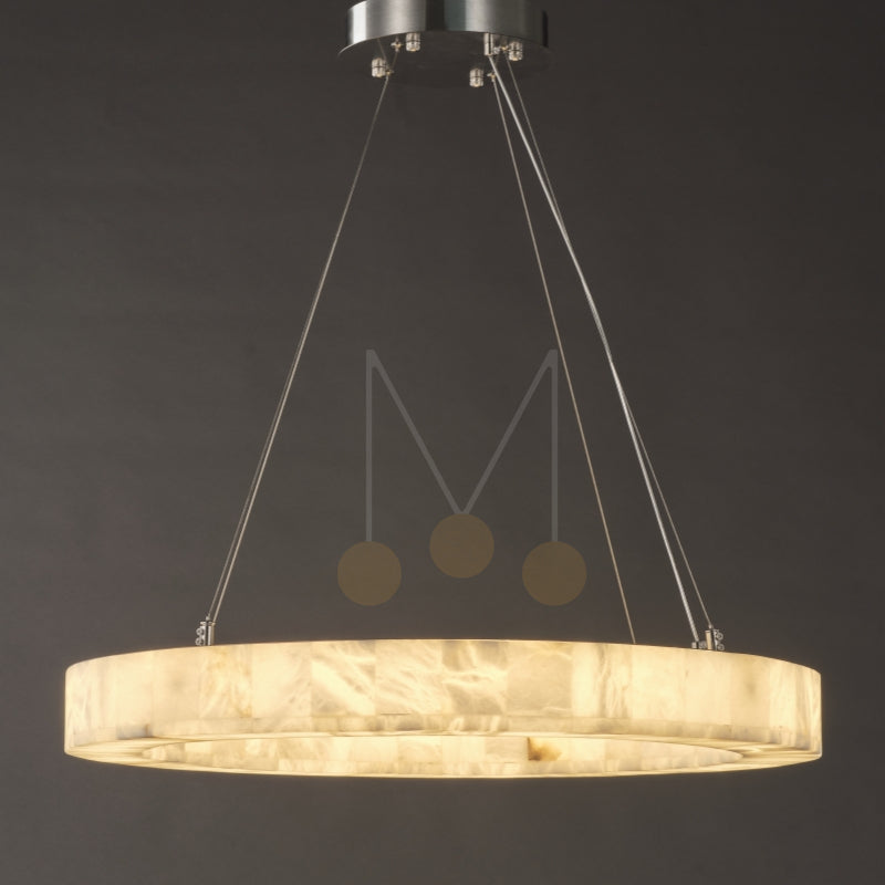 Maurice Modern Alabaster Halo Round Chandelier 31" 40" 60"