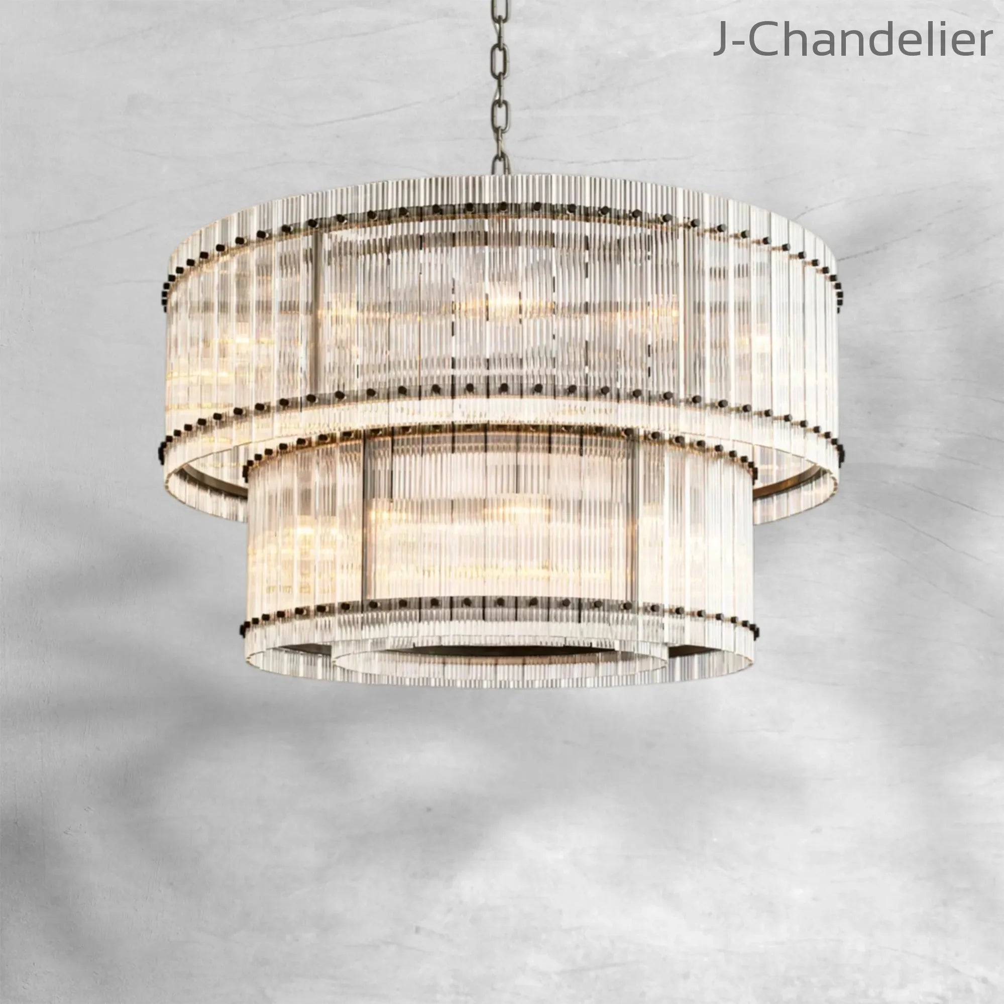 Sun Marcus 2-Tier Glass Round Chandelier 60"
