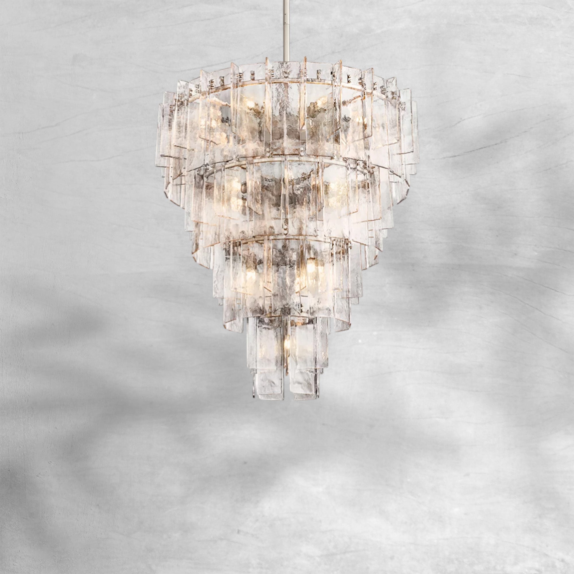 Lattace Clear Glass Tiered Round Chandelier 47"