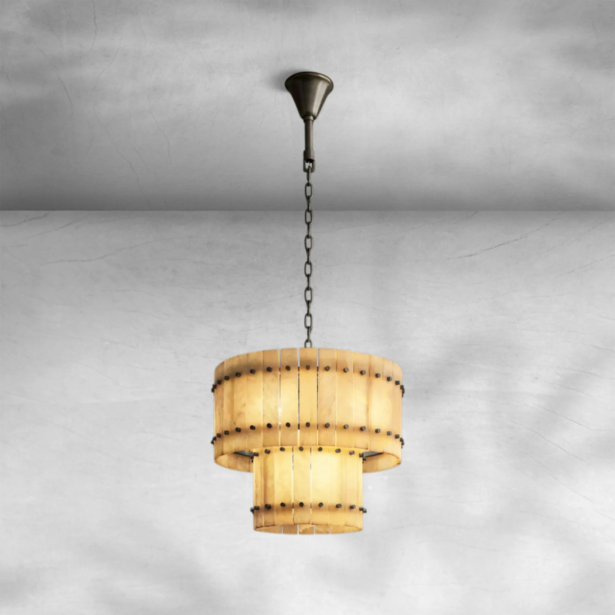Sun Marcus Alabaster Round Tiered Chandelier