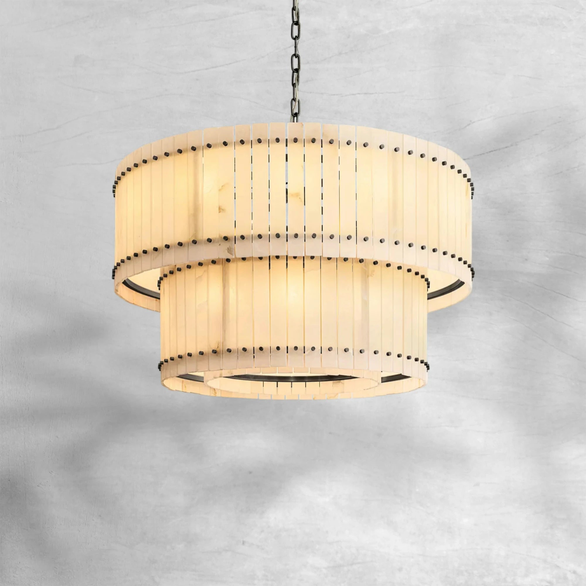 Sun Marcus Alabaster Round Tiered Chandelier
