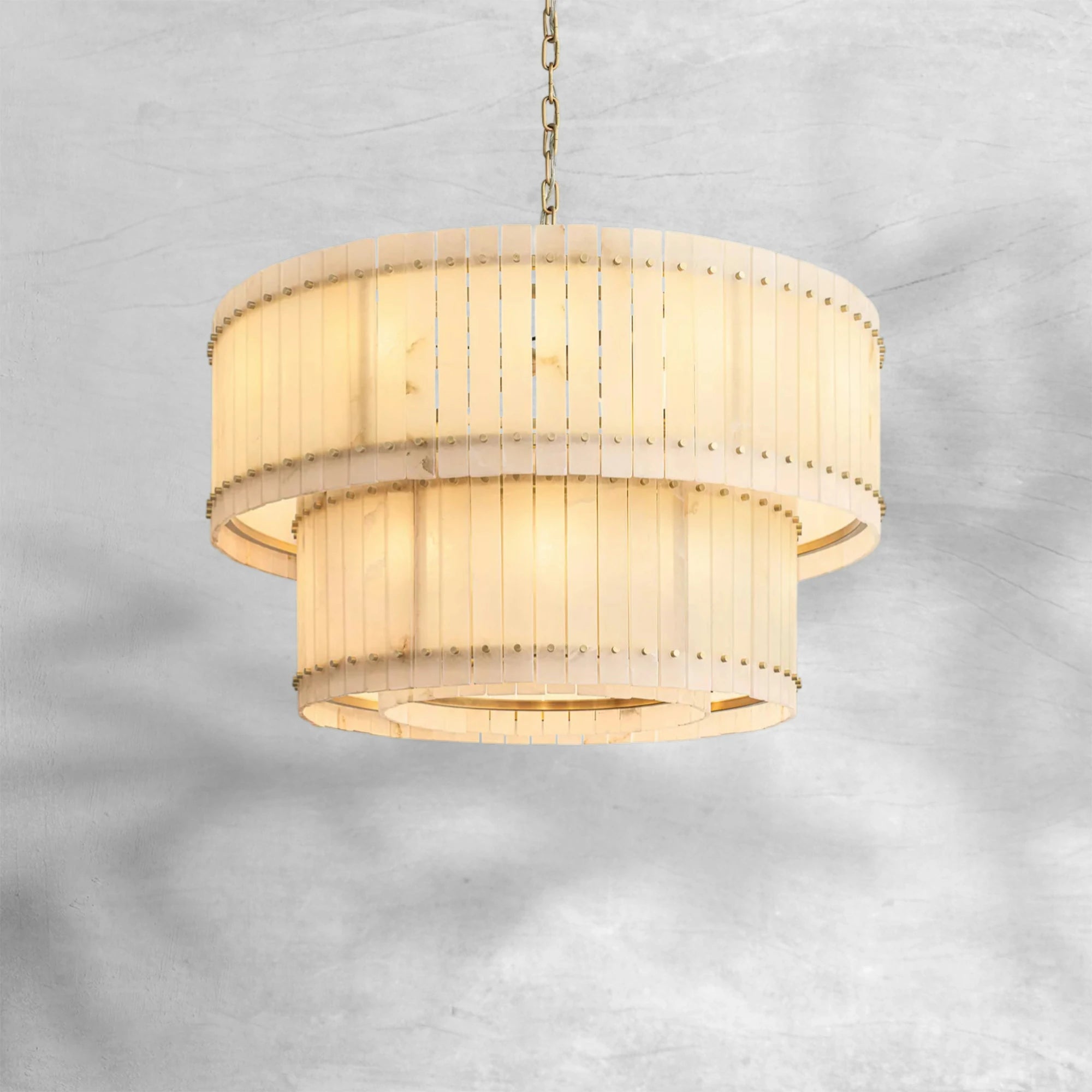 Sun Marcus Alabaster Round Tiered Chandelier
