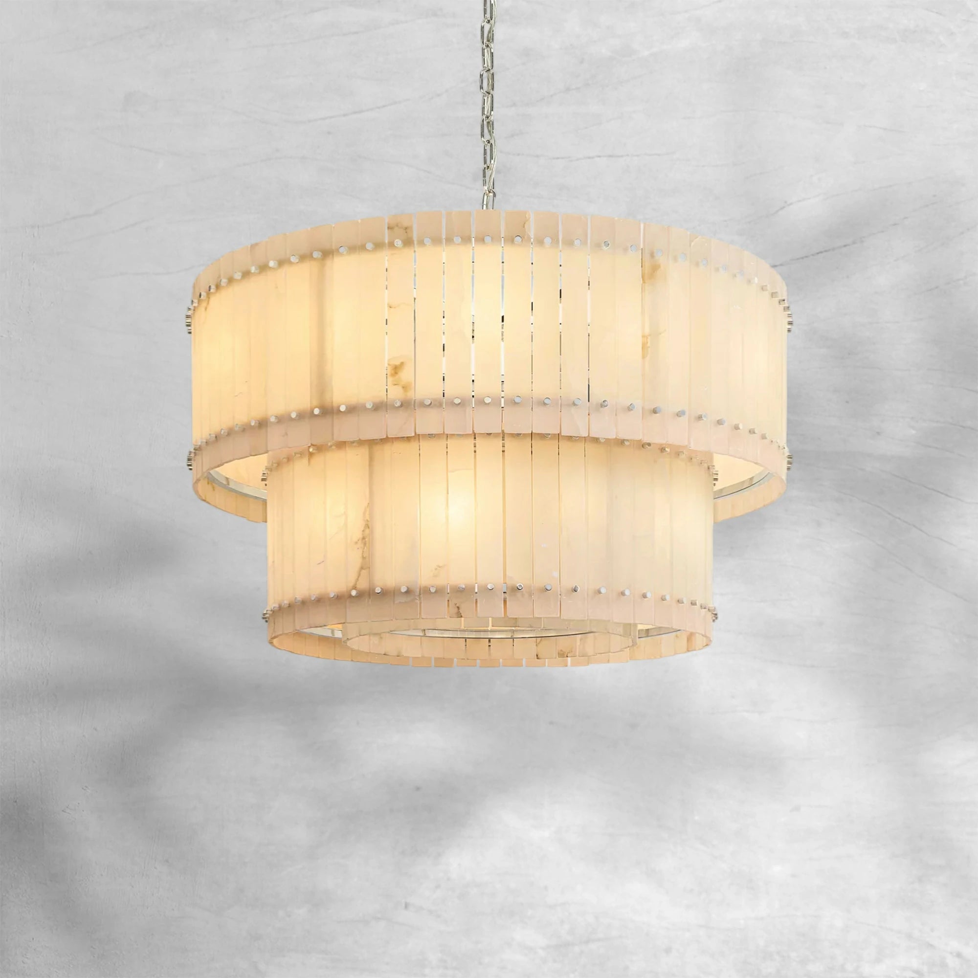 Sun Marcus Alabaster Round Tiered Chandelier