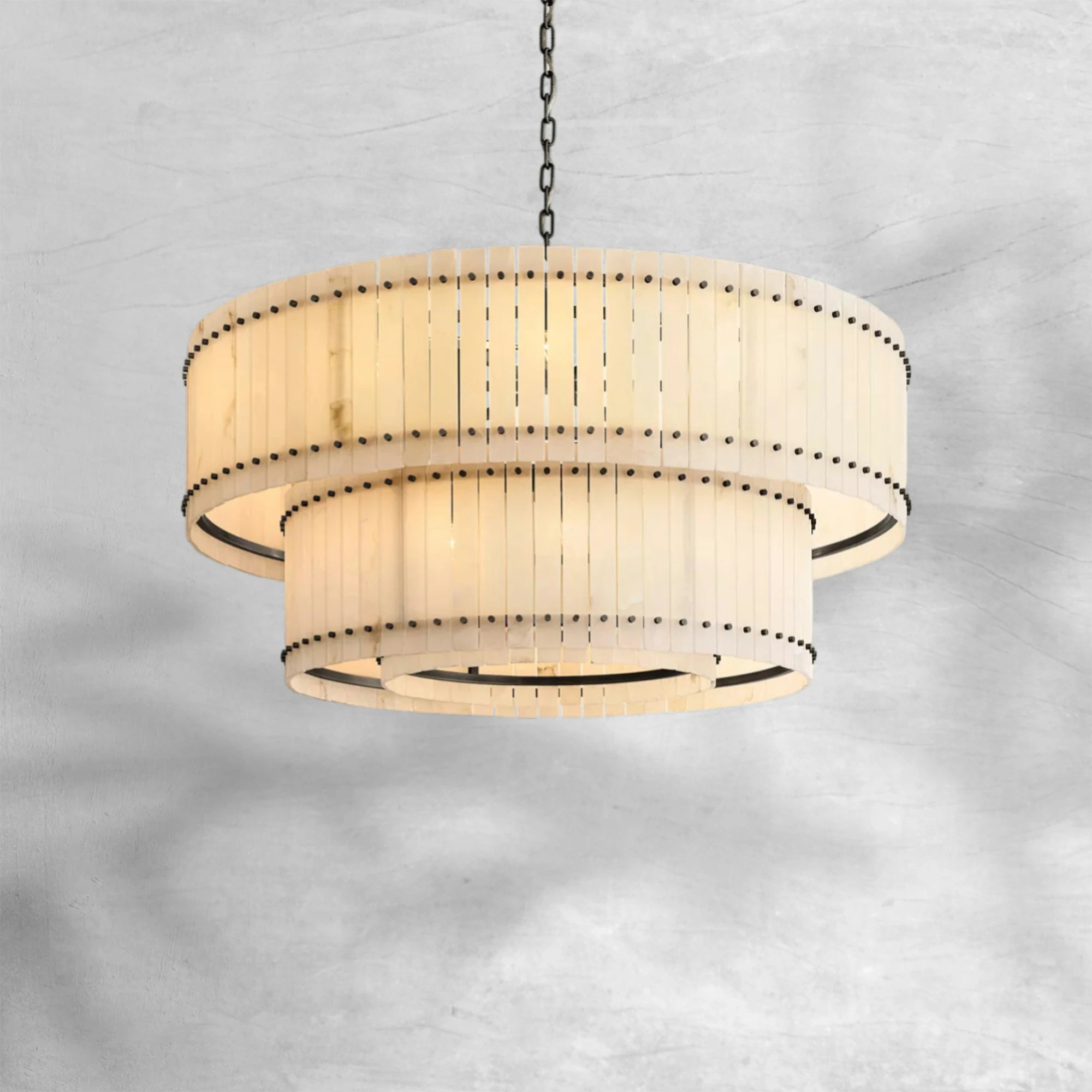 Sun Marcus Alabaster Round Tiered Chandelier