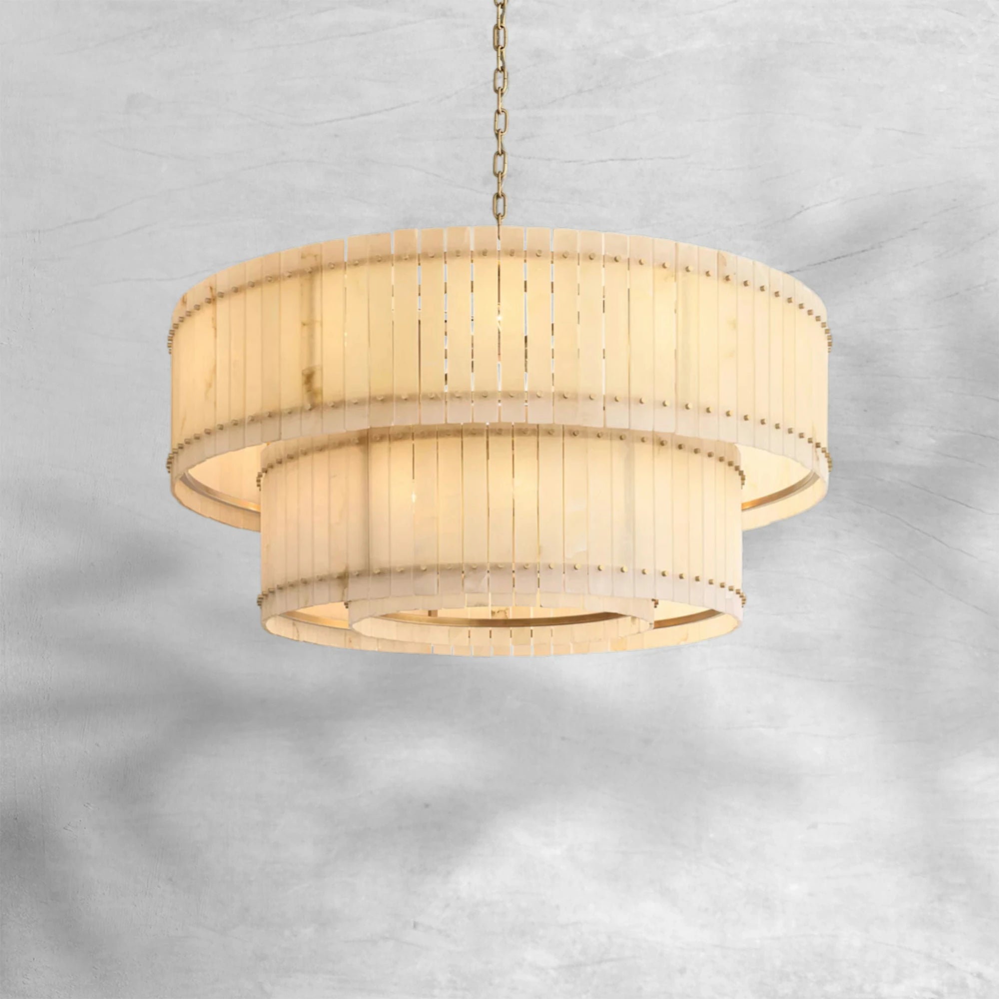 Sun Marcus Alabaster Round Tiered Chandelier