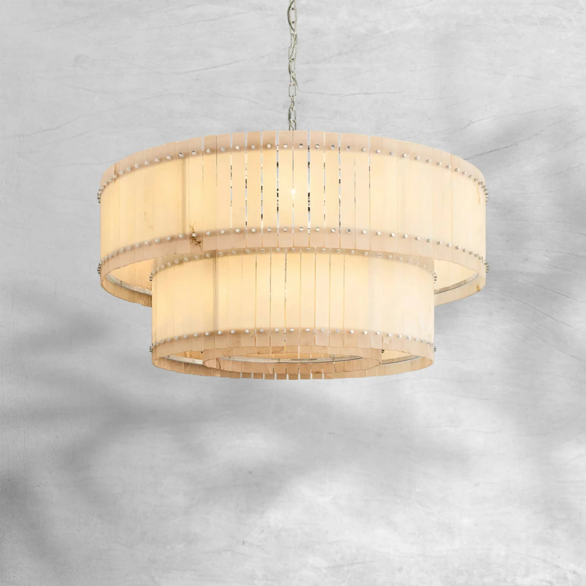 Sun Marcus Alabaster Round Tiered Chandelier