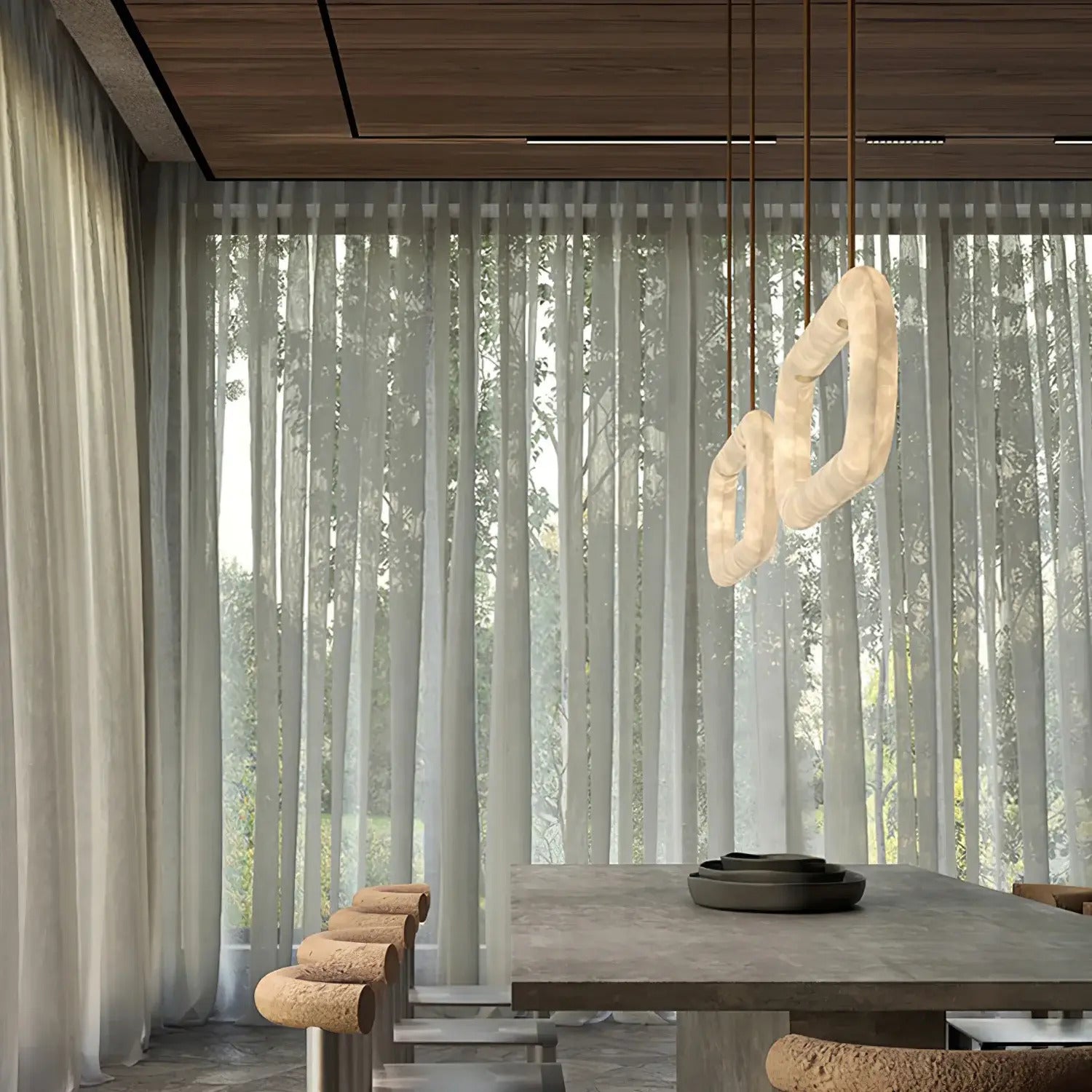 JC Circle Alabaster Chandelier