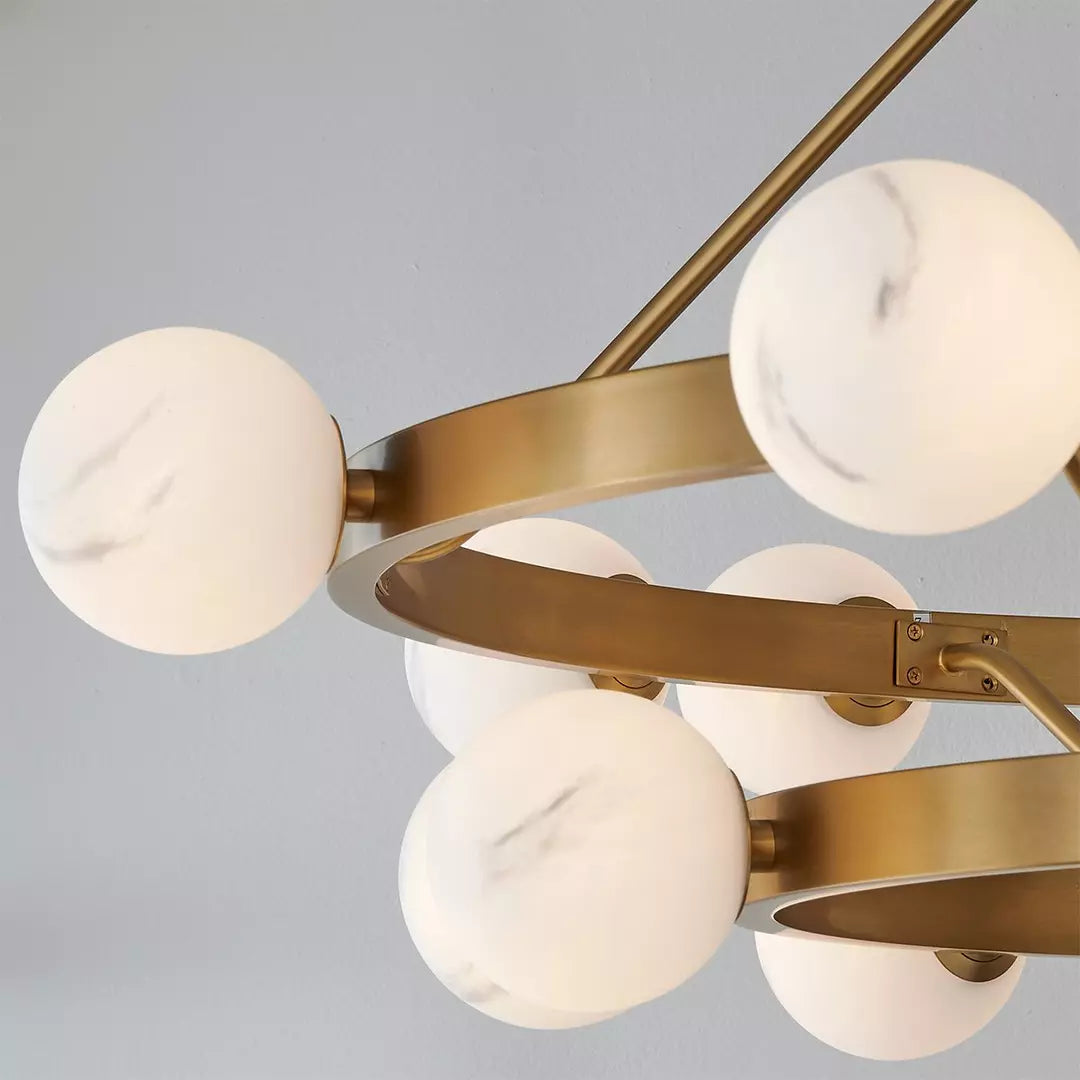 JC Modern Remolina Alabaster 2-Tier Chandelier For Living Room Dining Room