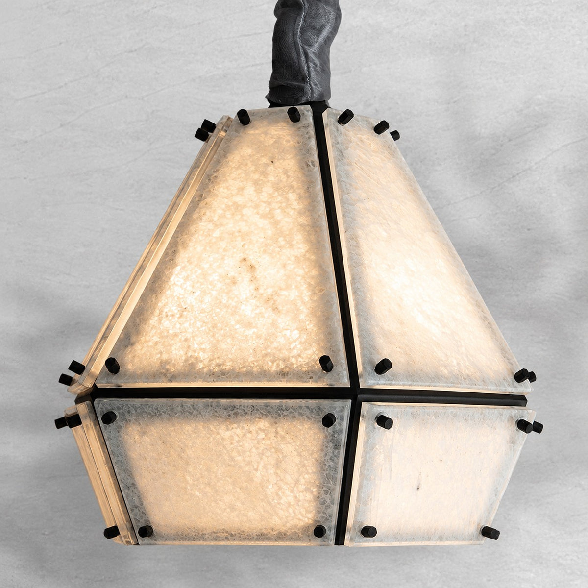 Modern Faceted Green Jade Luxury stone Lantern Chandelier