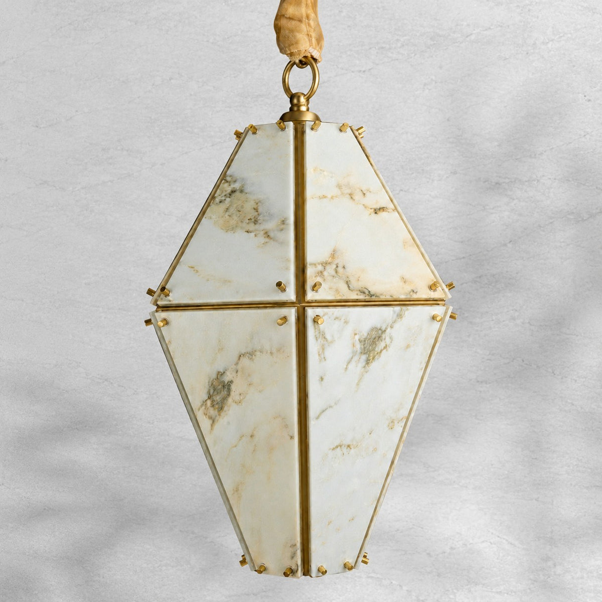 Modern Faceted Green Jade Luxury stone Lantern Chandelier
