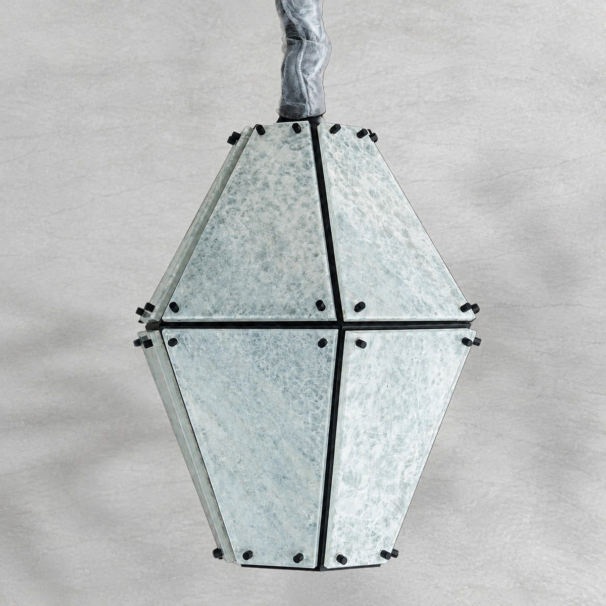 Modern Faceted Green Jade Luxury stone Lantern Chandelier