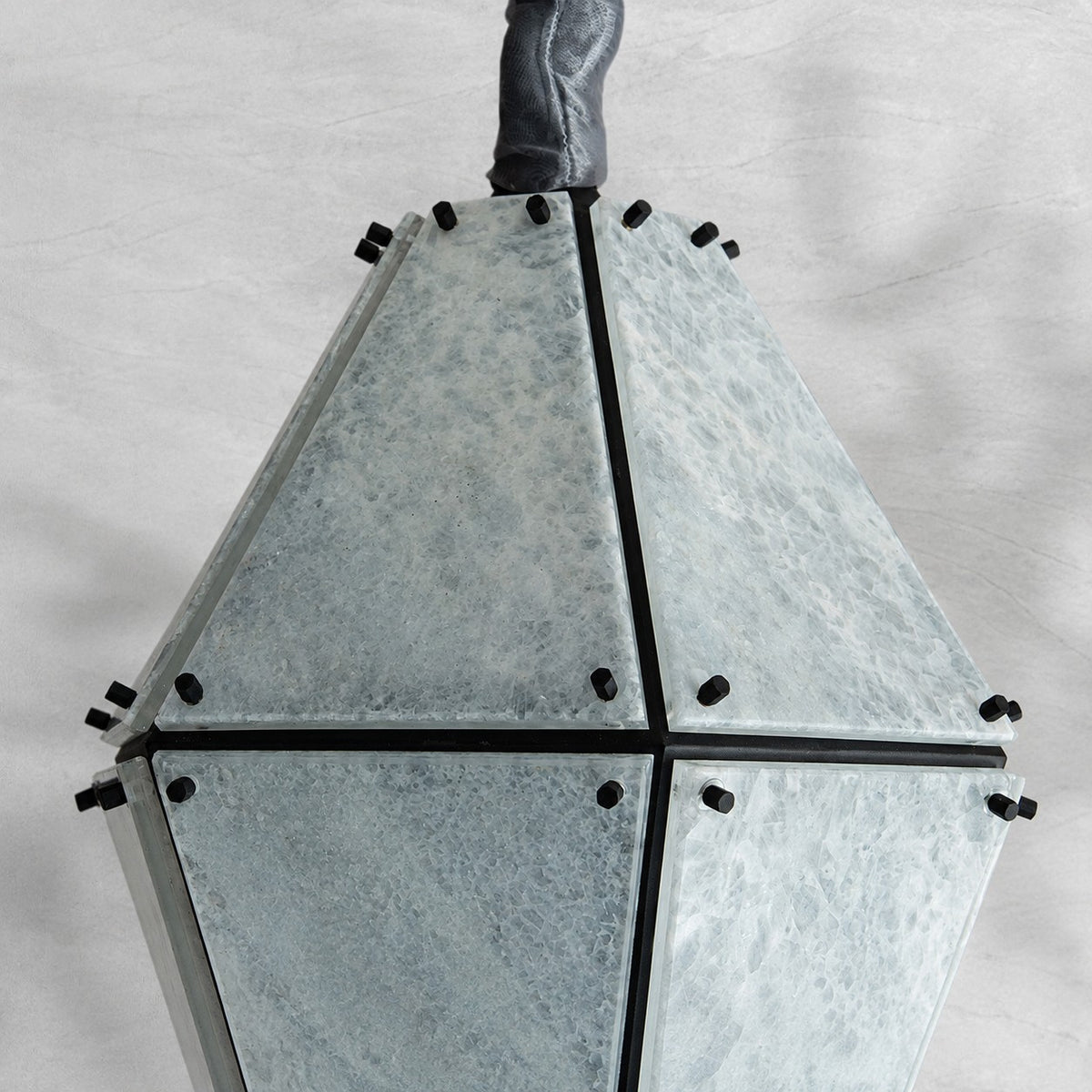Modern Faceted Green Jade Luxury stone Lantern Chandelier
