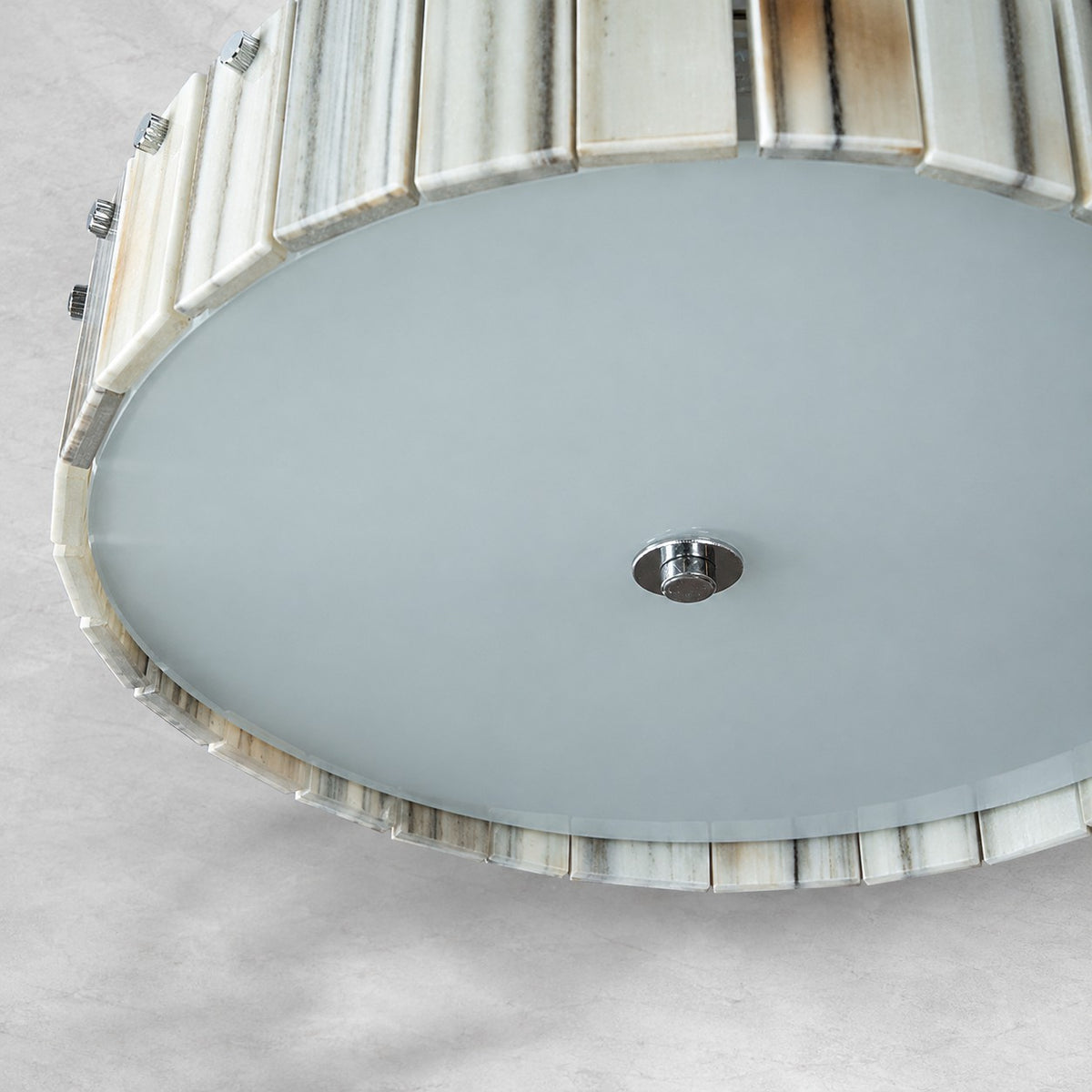 Modern Luxury Stone LED Drum Chandelier