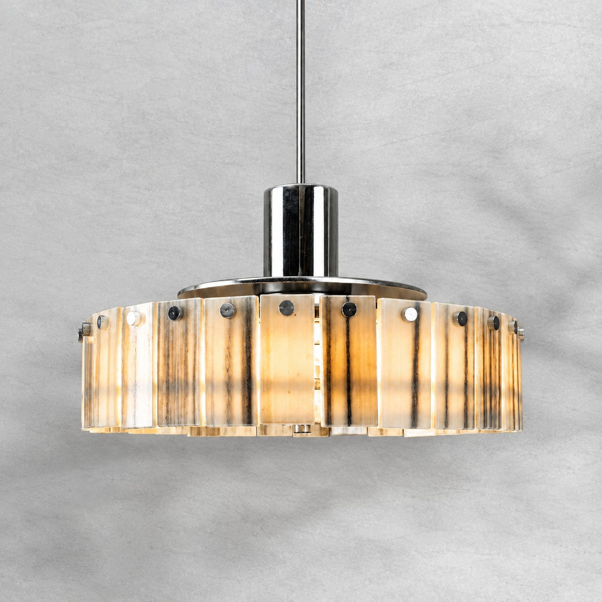 Modern Luxury Stone LED Drum Chandelier