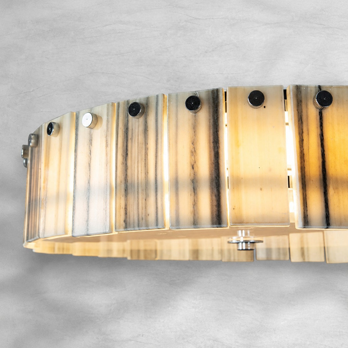 Modern Luxury Stone LED Drum Chandelier