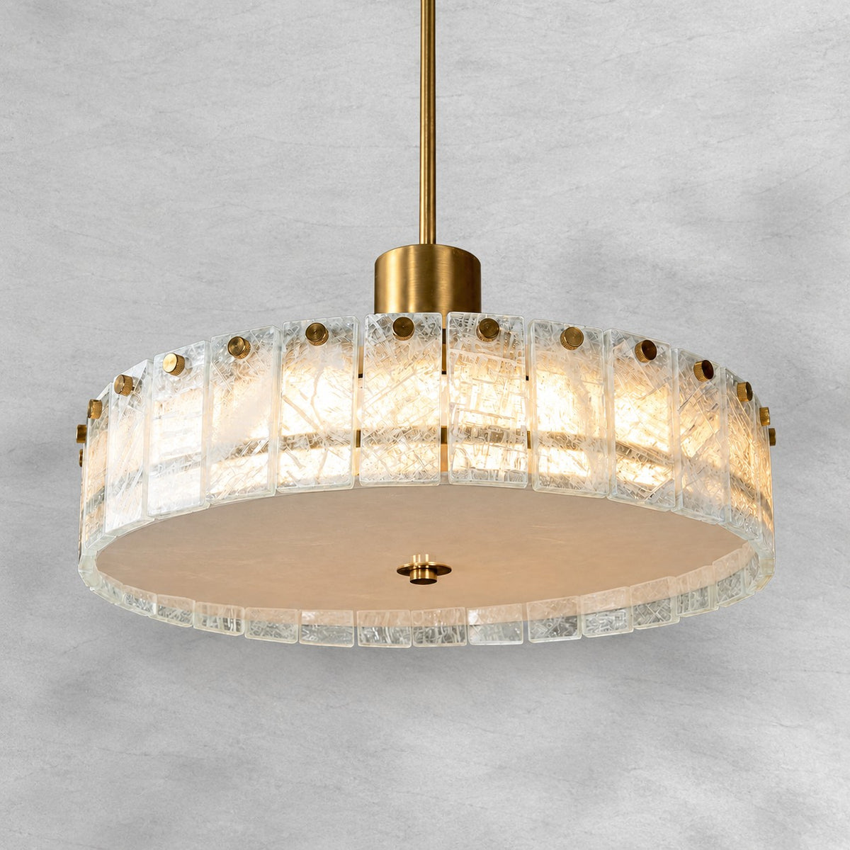 Modern Luxury Stone LED Drum Chandelier