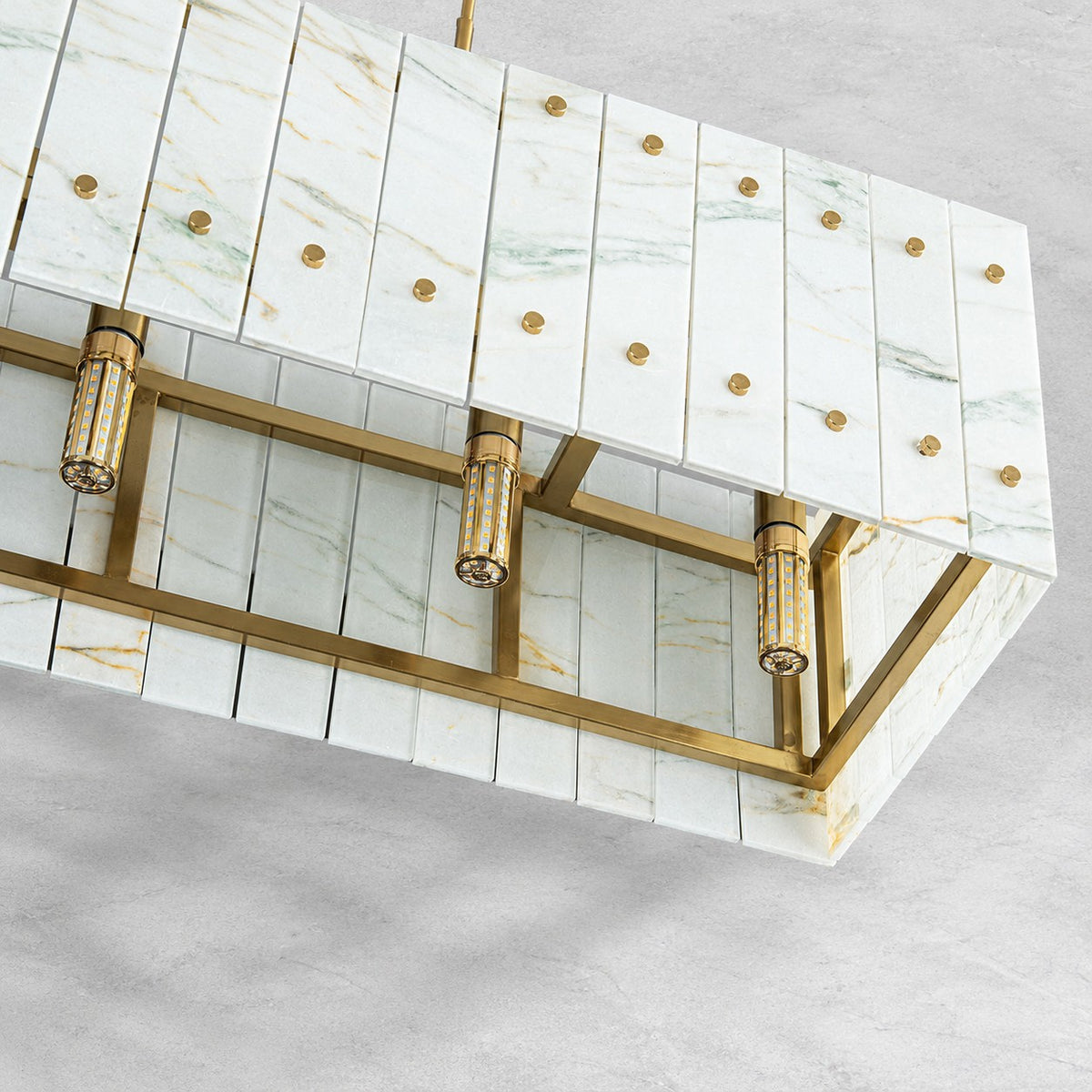 Modern Rectangular Luxury Stone Linear Chandelier