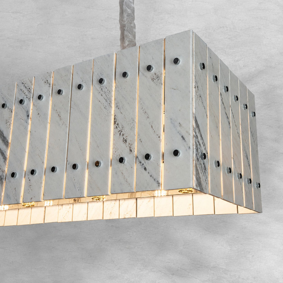 Modern Rectangular Luxury Stone Linear Chandelier