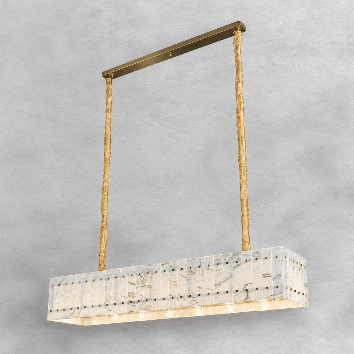 Modern Rectangular Luxury Stone Linear Chandelier