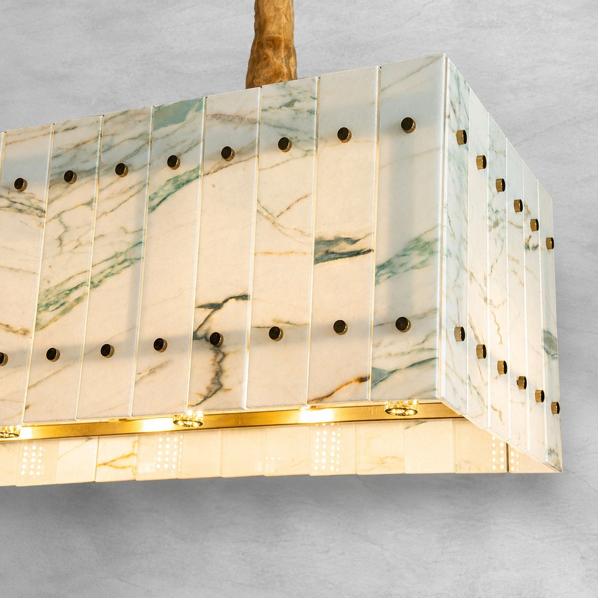 Modern Rectangular Luxury Stone Linear Chandelier