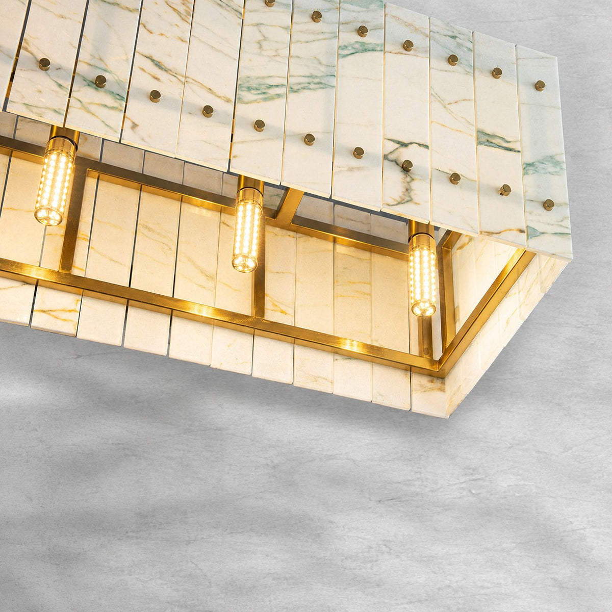 Modern Rectangular Luxury Stone Linear Chandelier