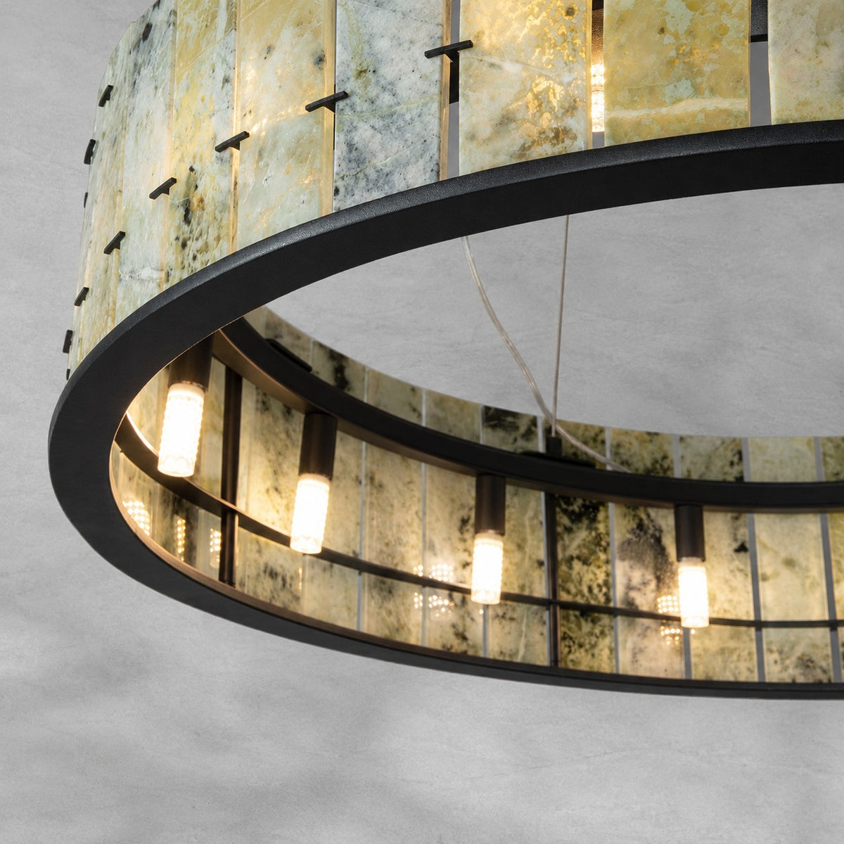 Modern Sculptural Luxury Stone Drum Chandelier