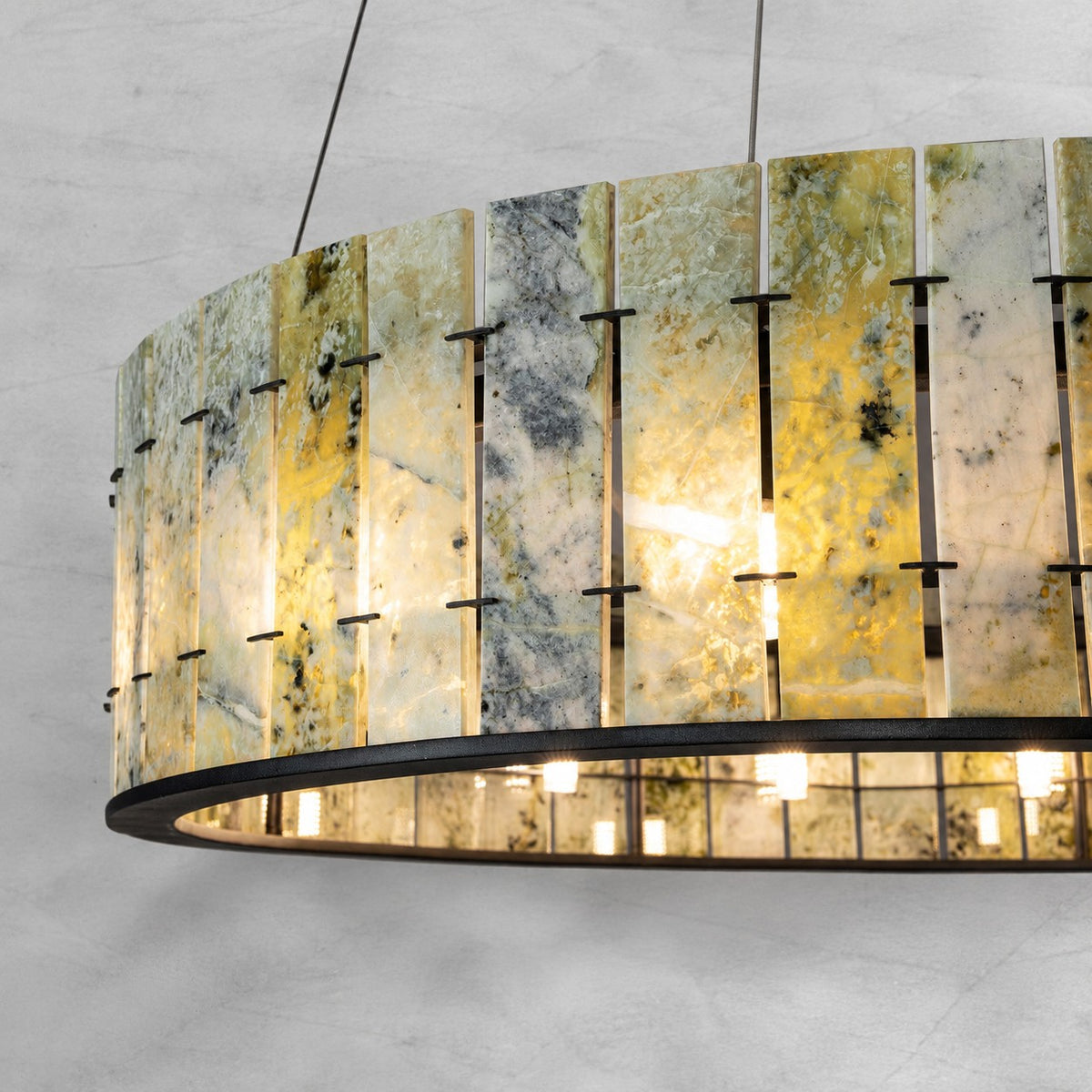 Modern Sculptural Luxury Stone Drum Chandelier