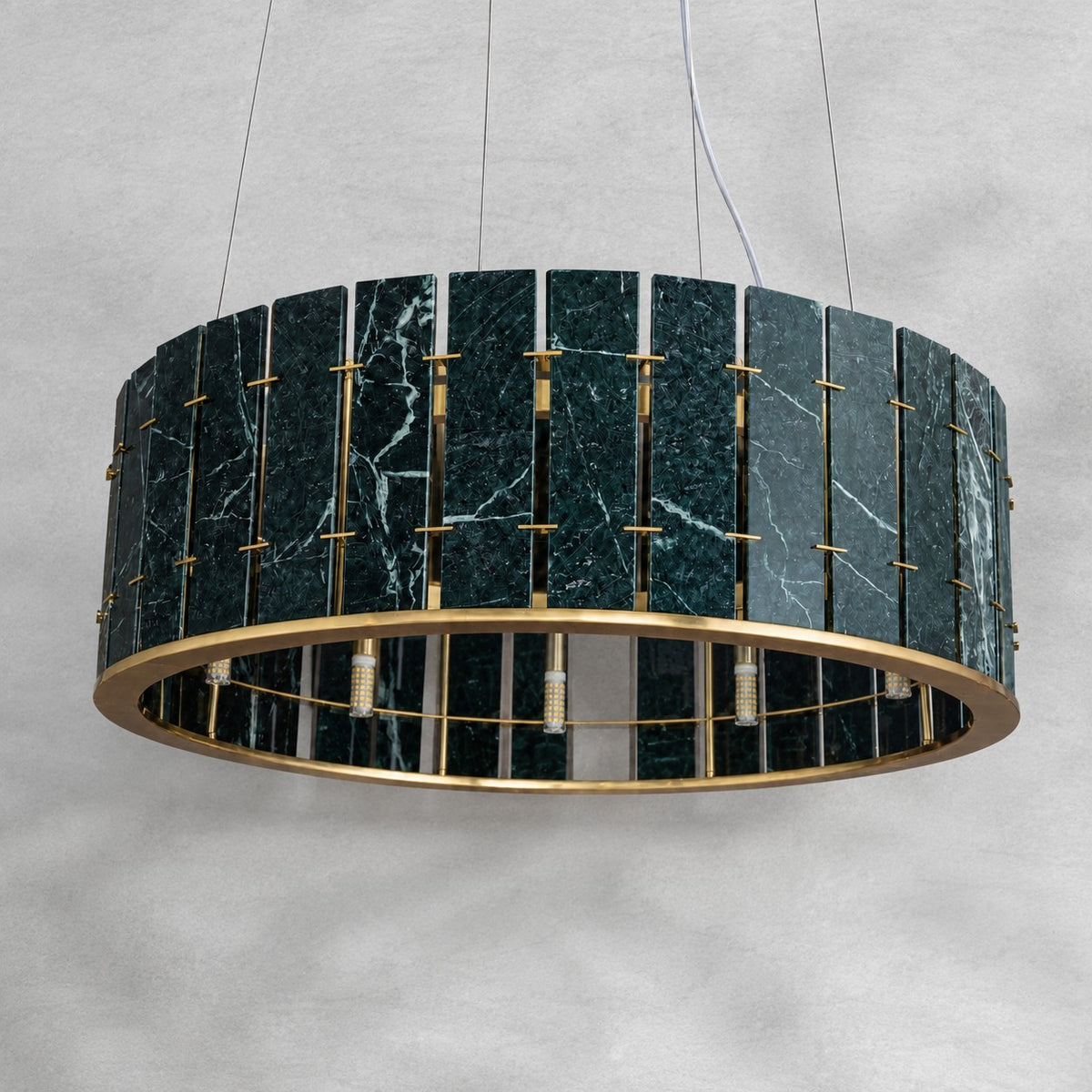Modern Sculptural Luxury Stone Drum Chandelier