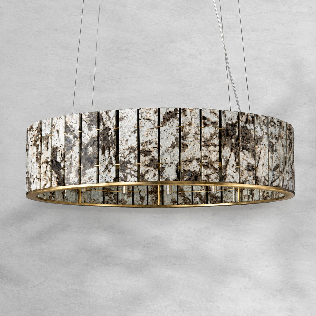 Modern Sculptural Luxury Stone Drum Chandelier