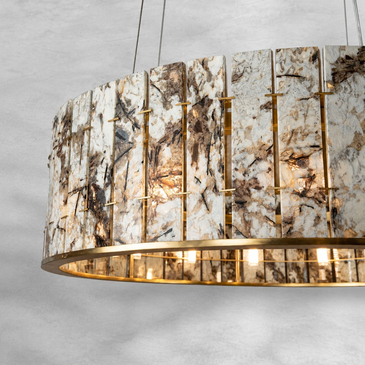 Modern Sculptural Luxury Stone Drum Chandelier