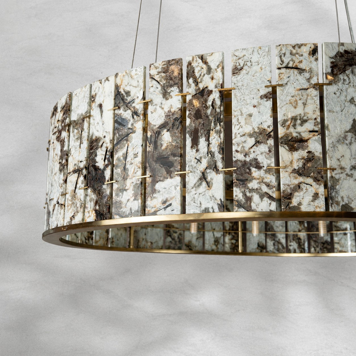 Modern Sculptural Luxury Stone Drum Chandelier