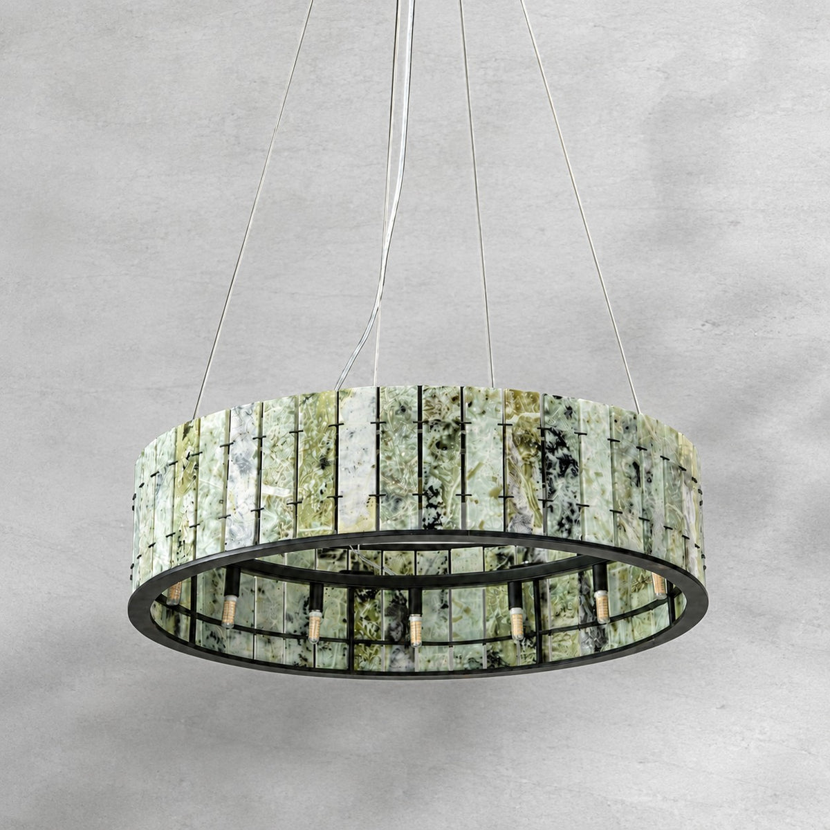 Modern Sculptural Luxury Stone Drum Chandelier