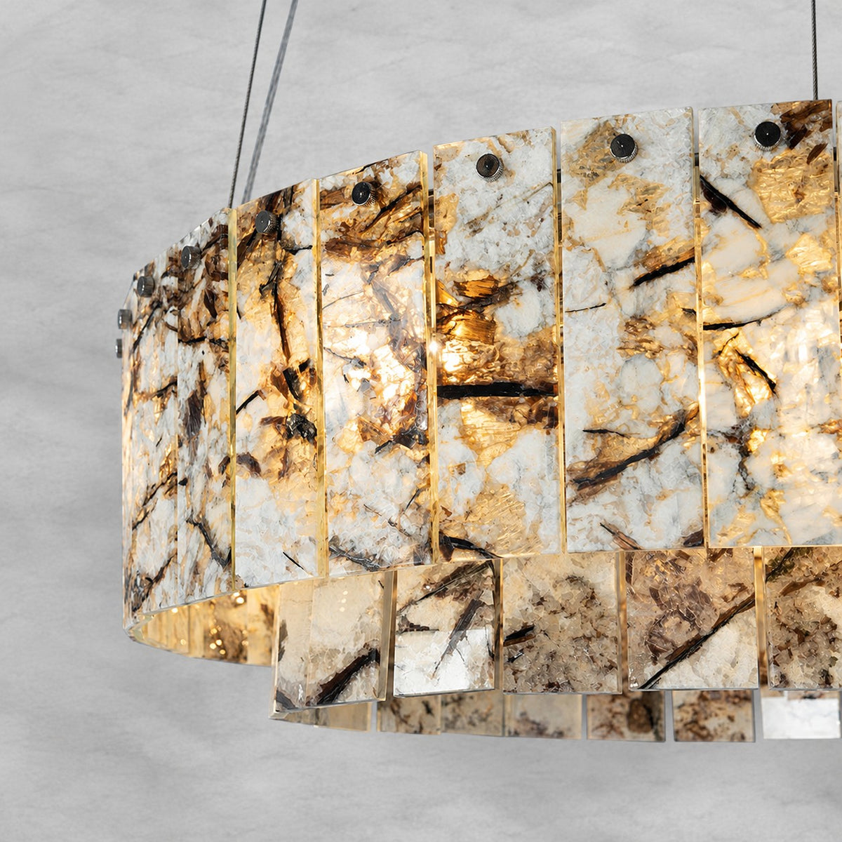 Modern Two-Tier Luxury Stone Round Chandelier