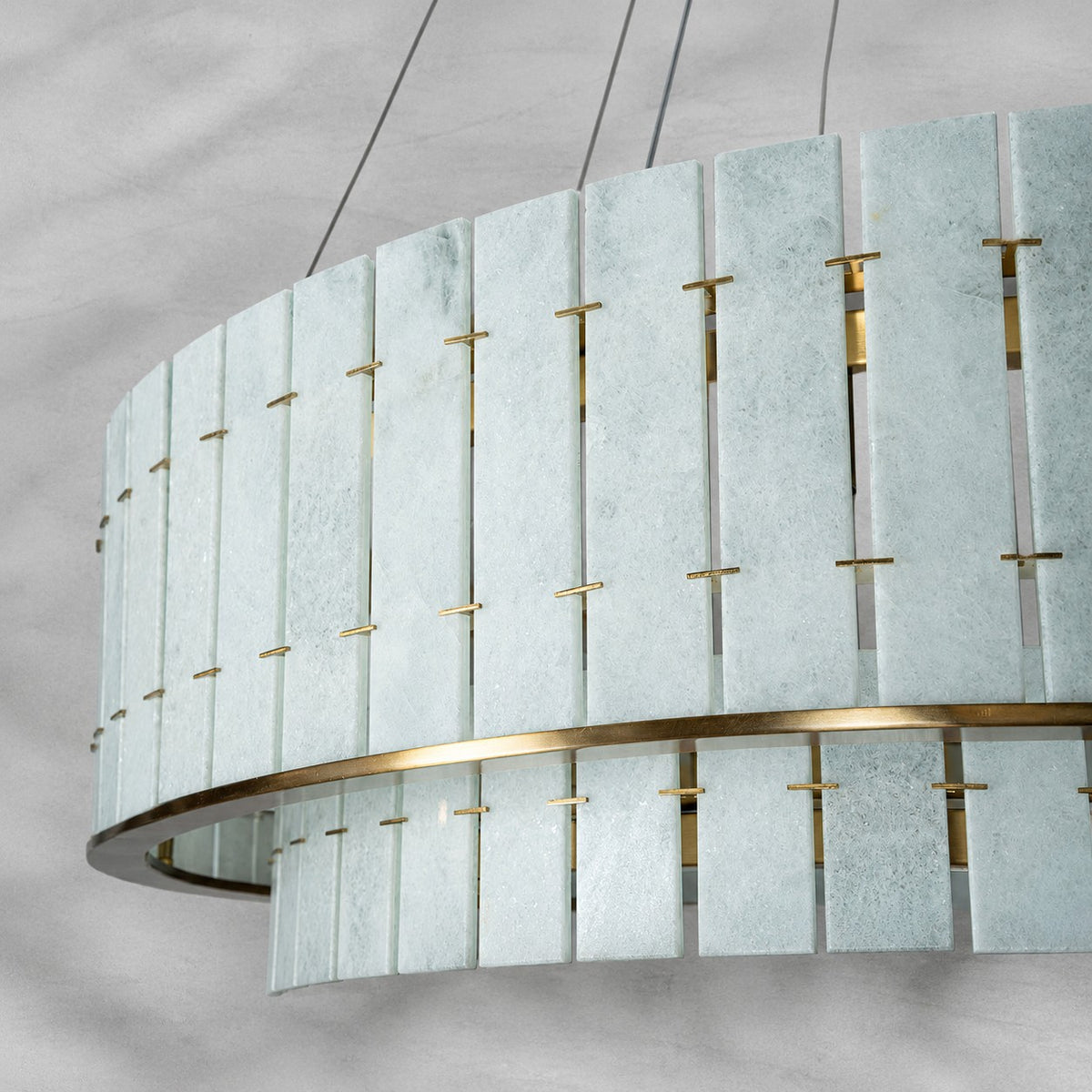 Modern Two-Tier Luxury Stone Round Chandelier