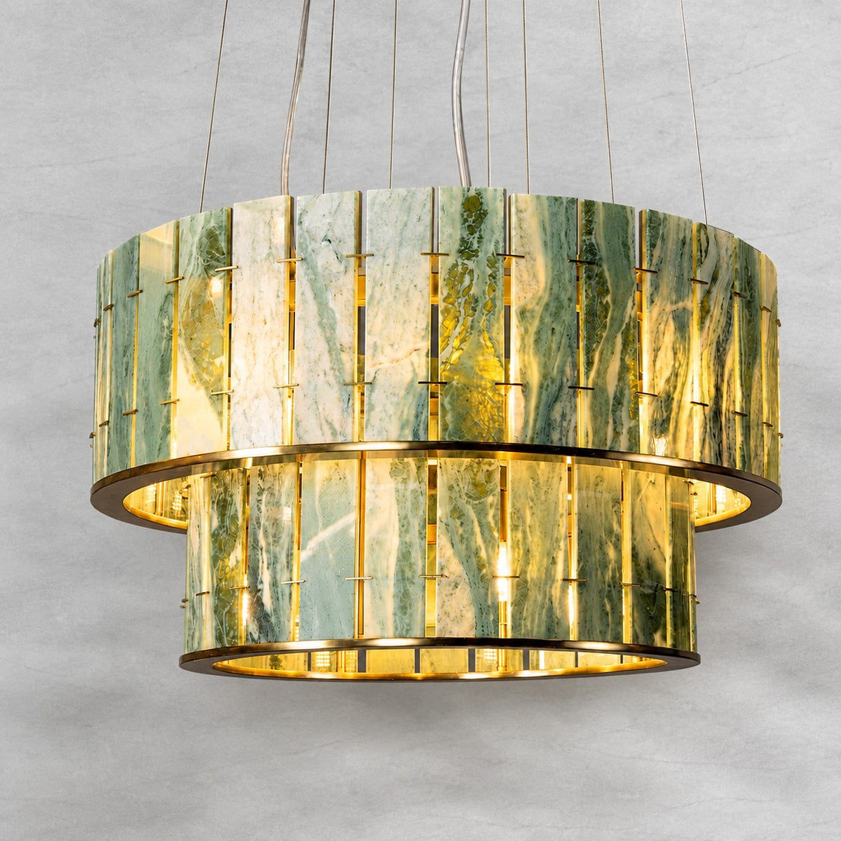 Modern Two-Tier Luxury Stone Round Chandelier