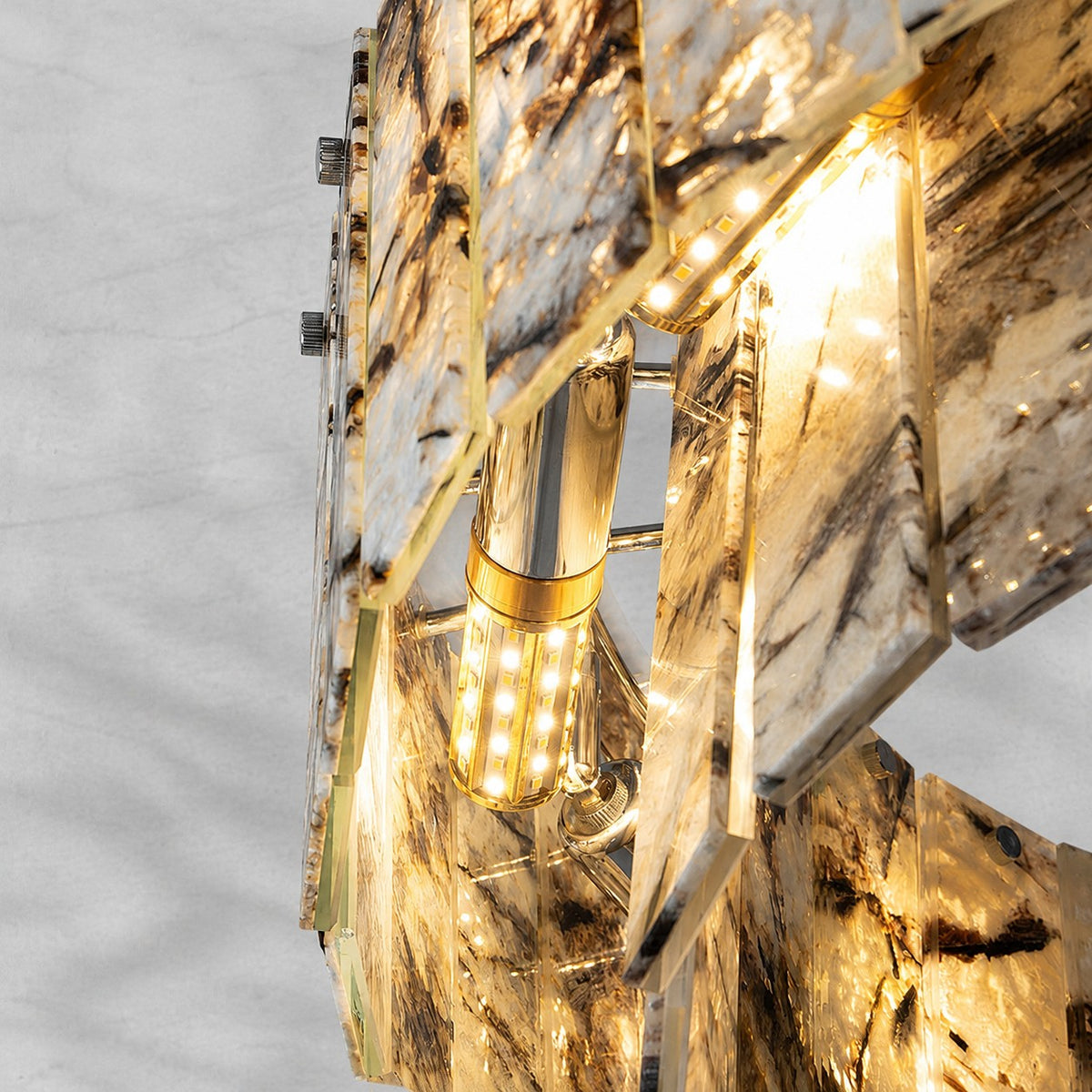 Modern Two-Tier Luxury Stone Round Chandelier