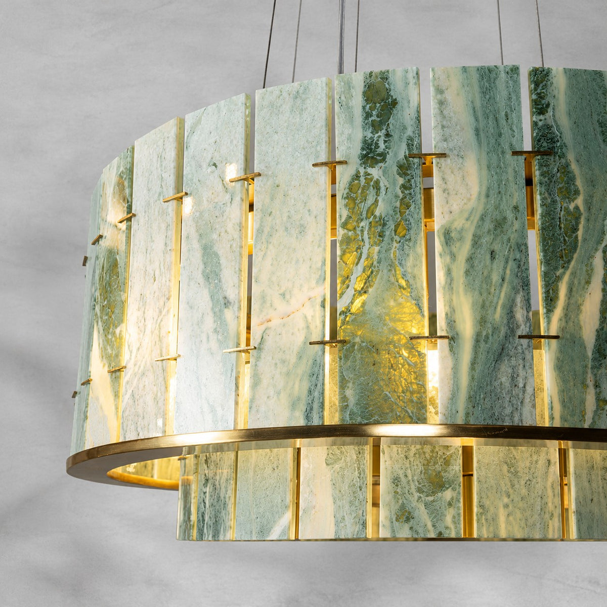 Modern Two-Tier Luxury Stone Round Chandelier