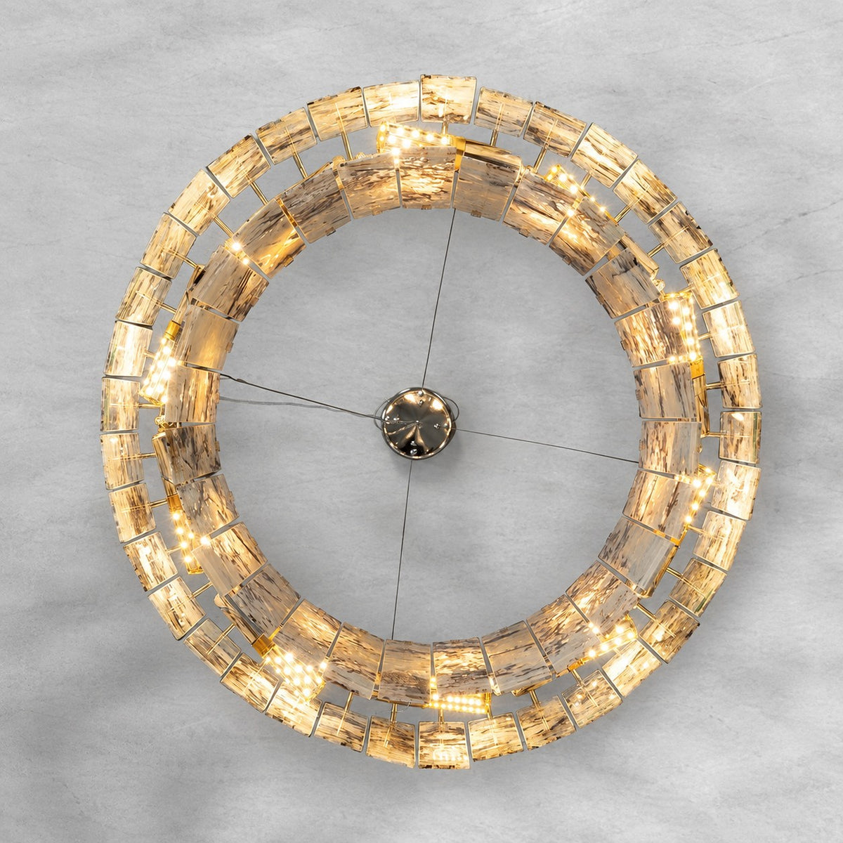Modern Two-Tier Luxury Stone Round Chandelier