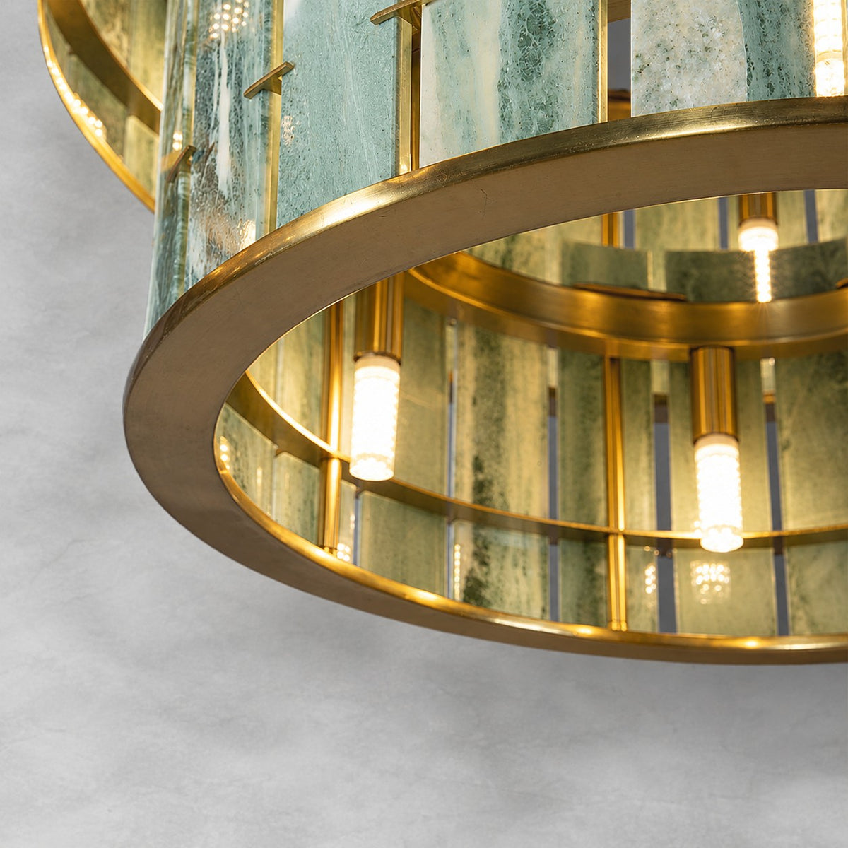 Modern Two-Tier Luxury Stone Round Chandelier