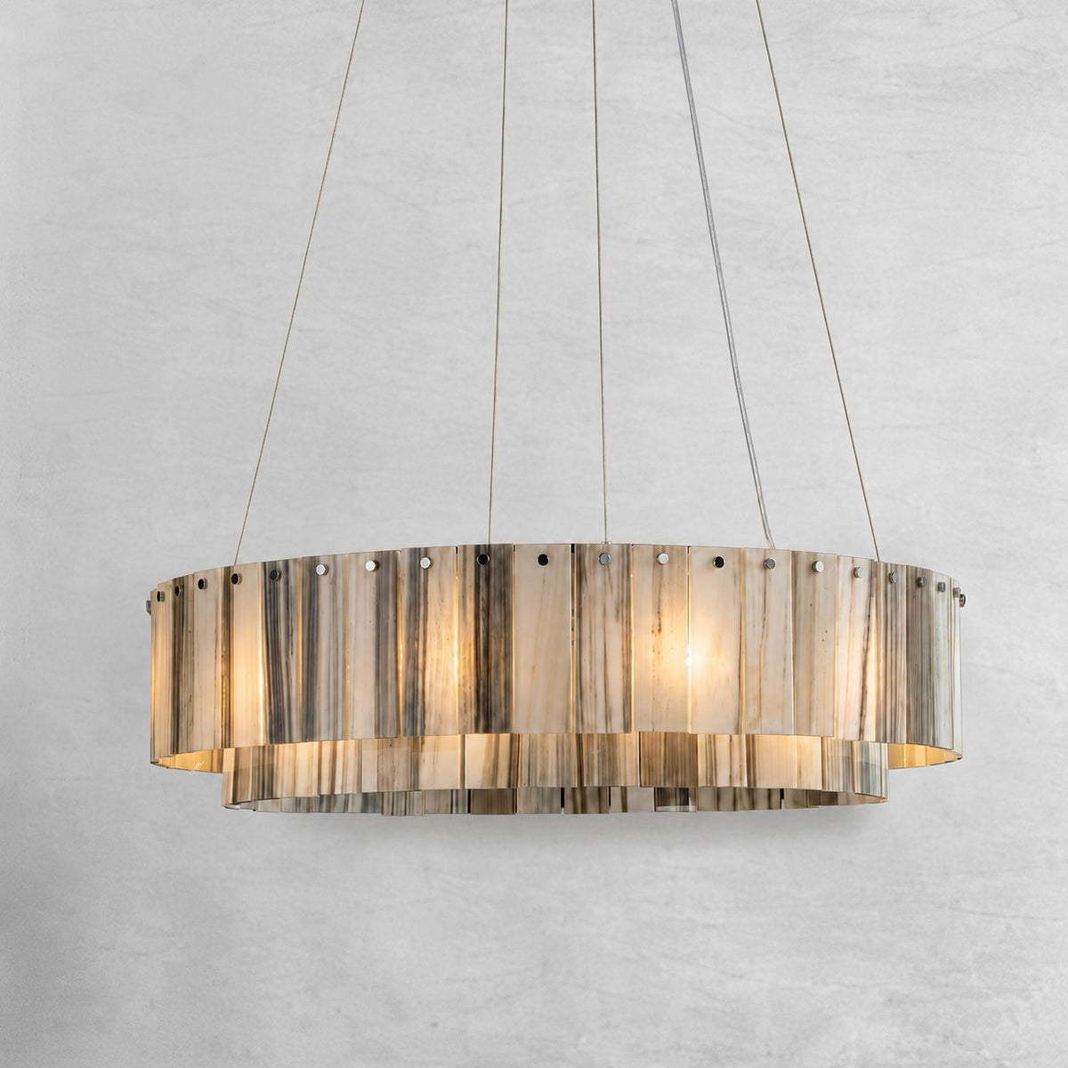 Modern Two-Tier Luxury Stone Round Chandelier
